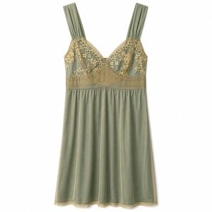 Anthropologie Left of Center Tawny Garden Dress Lace Mesh Dress Sage Green Sz‎ 6